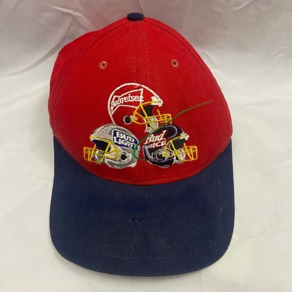 Vintage Bud Light Budweiser Bud Ice Strapback Dad Hat Cap Football 1995 - Picture 1 of 8